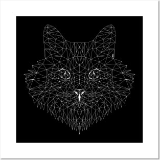 Maine Coon Cat Polygon Art - Outlined Posters and Art